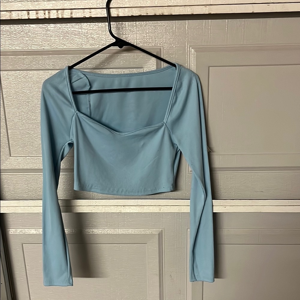 SHEIN Light Blue Long Sleeve Blouse